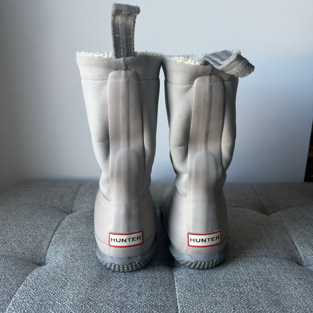 Hunter Women's Winter Rain Boots Roll Top Sherpa‎ Lined Boot US size 5 Gray
